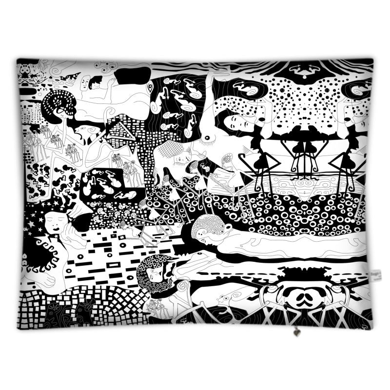 Floor Cushion – Klimt Rave Black & White Pattern | Artistic Home Décor