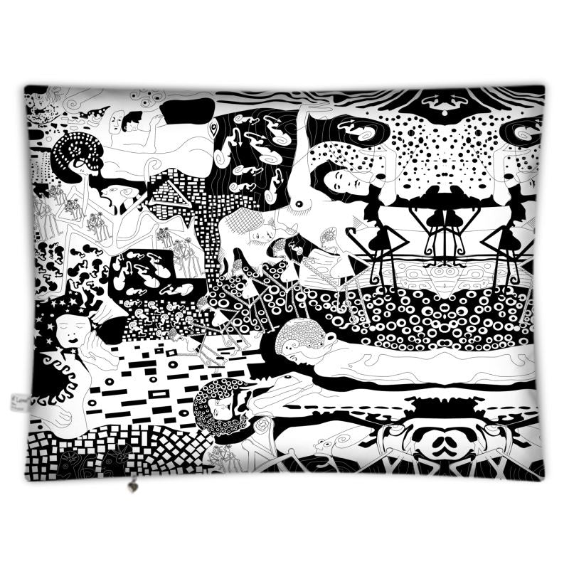Floor Cushion – Klimt Rave Black & White Pattern | Artistic Home Décor
