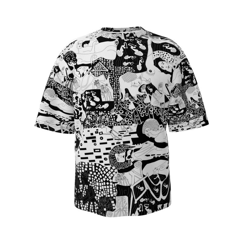 Men’s Oversized T-Shirt – Klimt Rave B&W Design