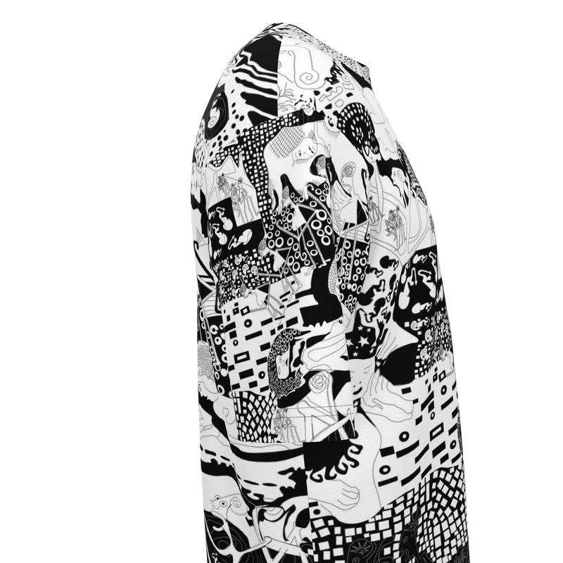 Men’s Oversized T-Shirt – Klimt Rave B&W Design
