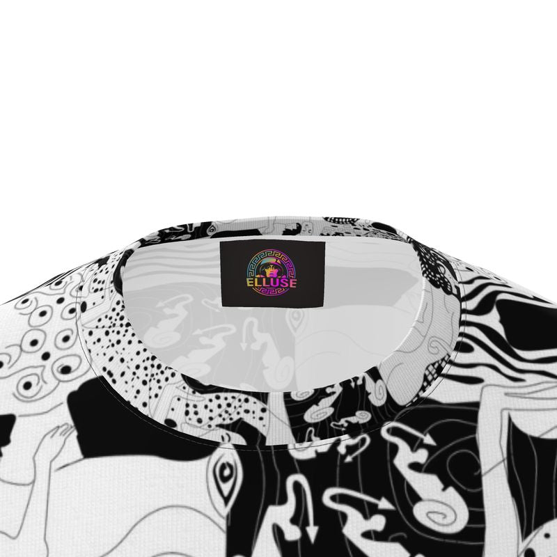 Men’s Oversized T-Shirt – Klimt Rave B&W Design