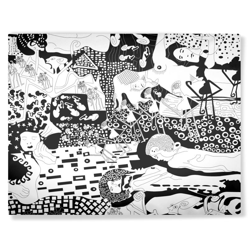 Klimt Rave B&W Pillow Sham – Art-Inspired Black & White Cushion Cover