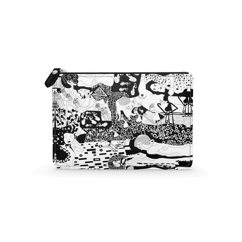 Leather Pouch Klimt Rave B&W – Artistic Designer Accessory by Elluse