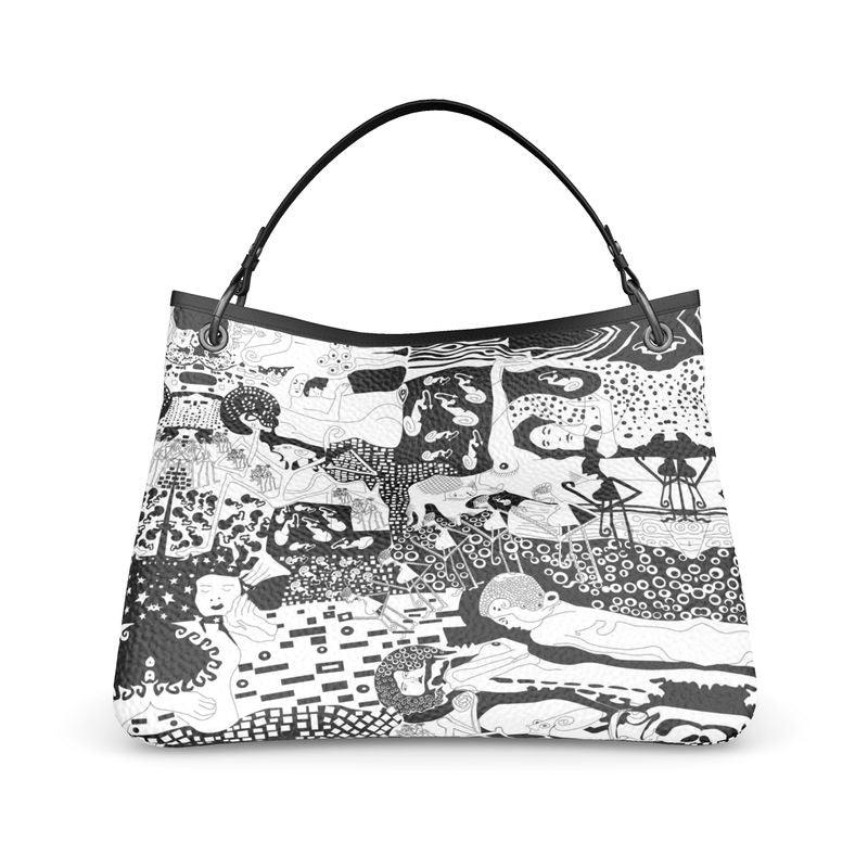 Leather Slouch Bag Klimt Rave B&W