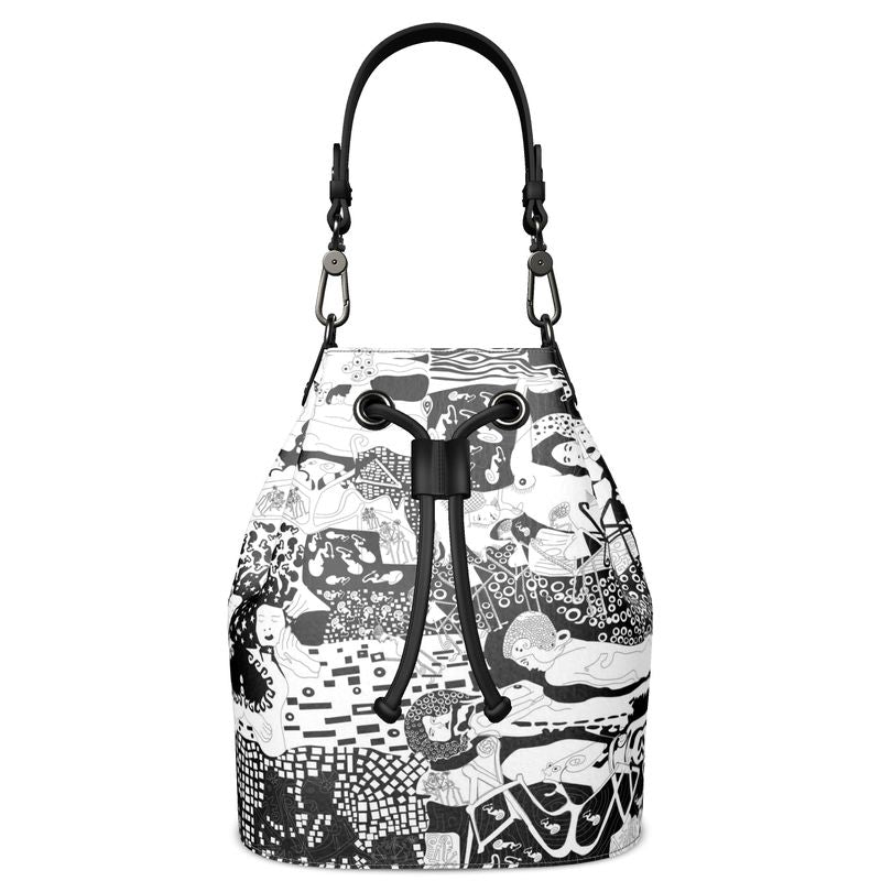 Leather Bucket Bag Klimt Rave B&W
