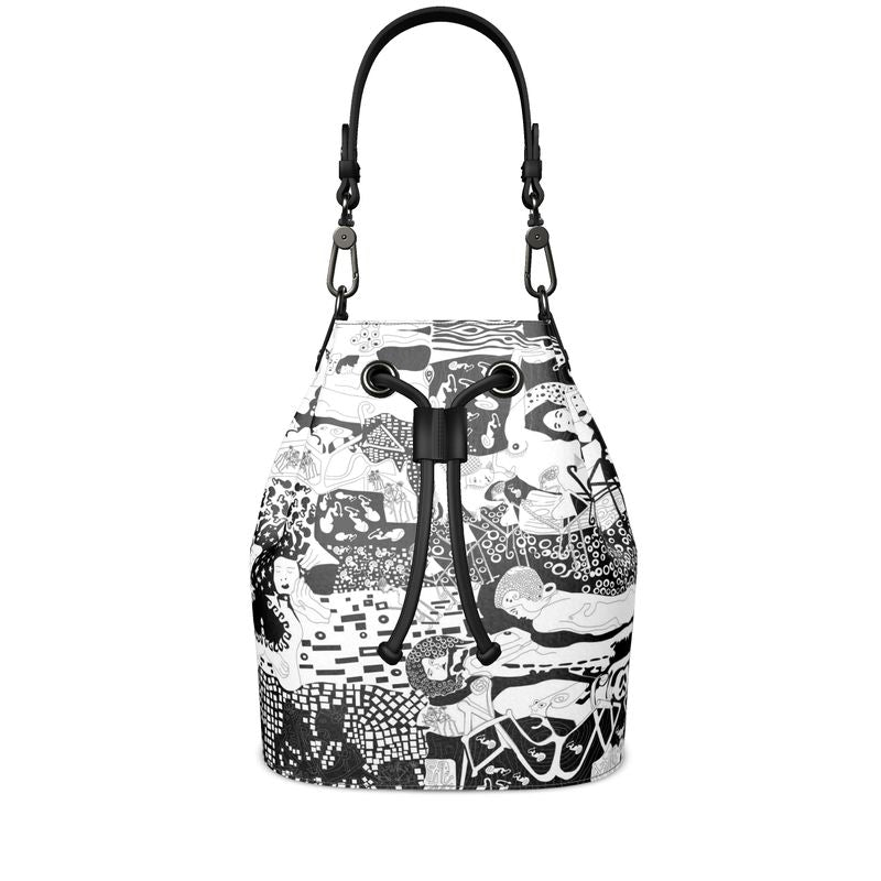Leather Bucket Bag Klimt Rave B&W