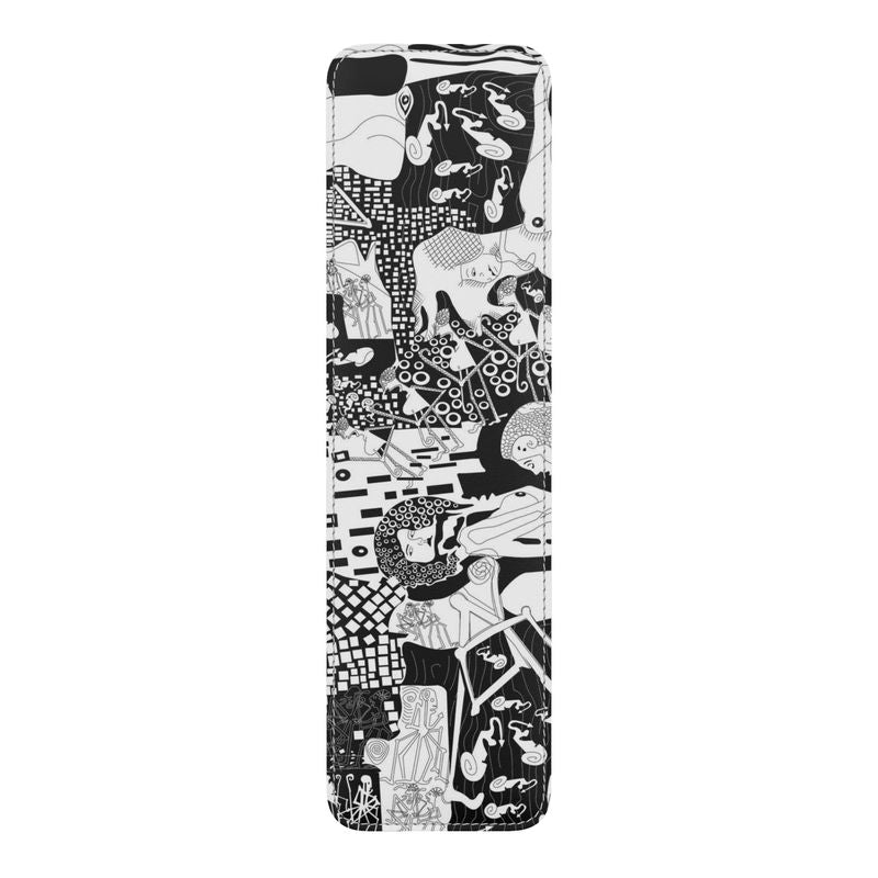Leather Bookmark – Klimt Rave (Black & White)