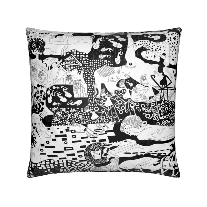 Cushion Klimt Rave Black and White