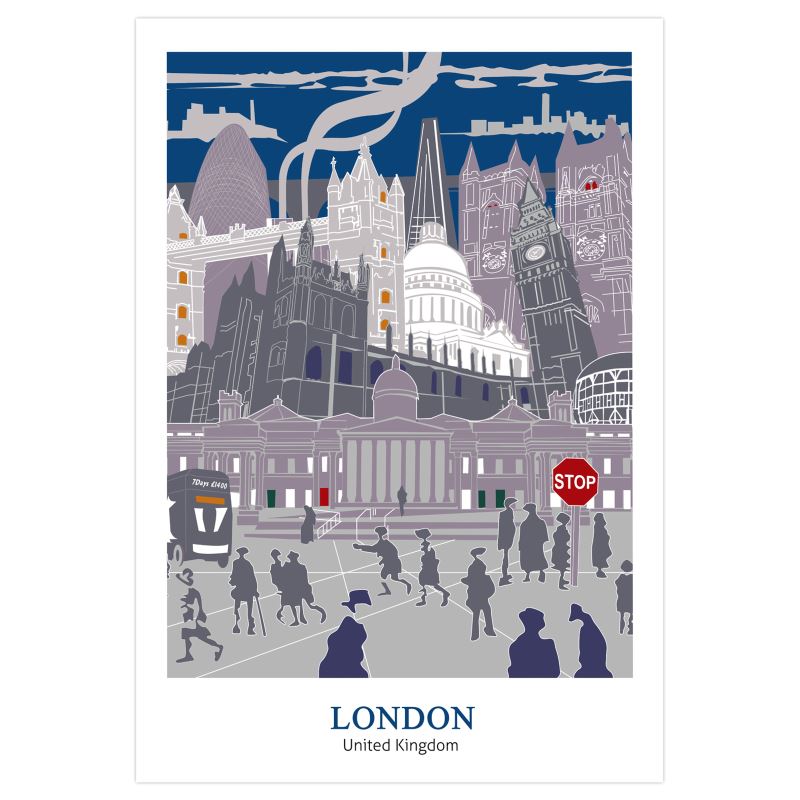 London Skyline Illustration Poster – A4/A3 Wall Art | Elluse