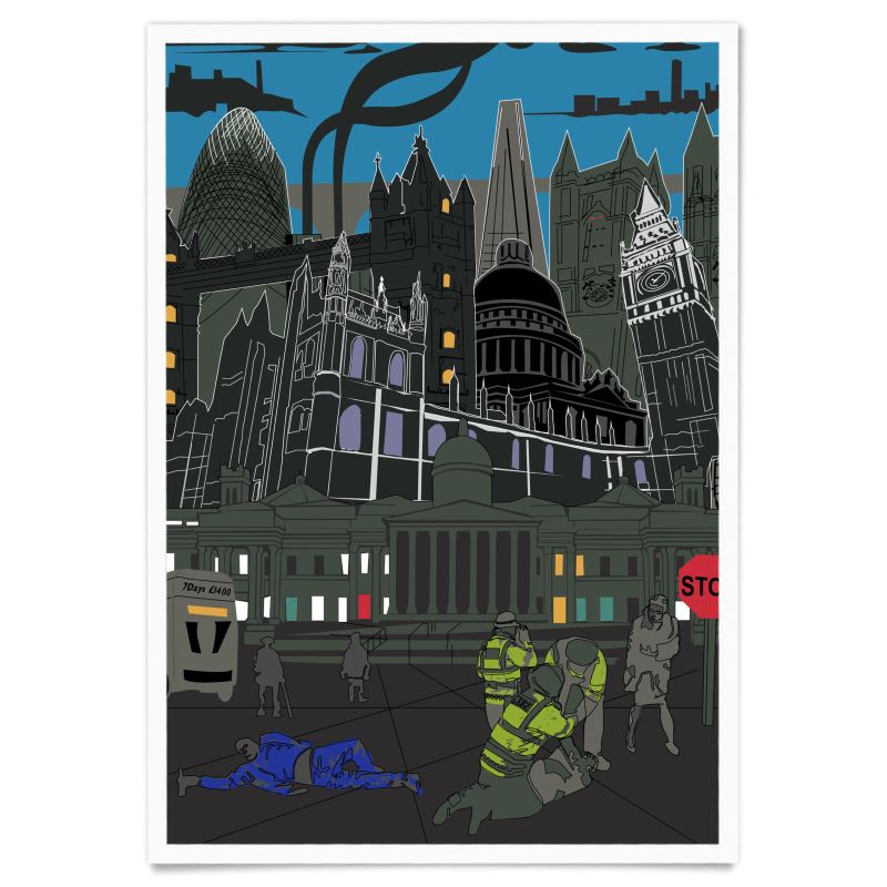 London Edgy Night Skyline Poster