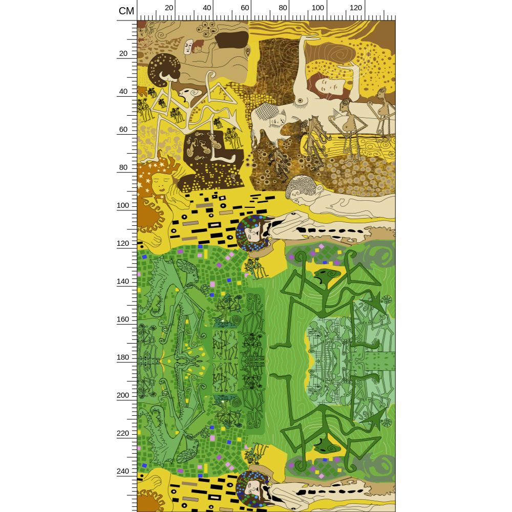 Repeat Pattern Fabric Klimt Yellow Green