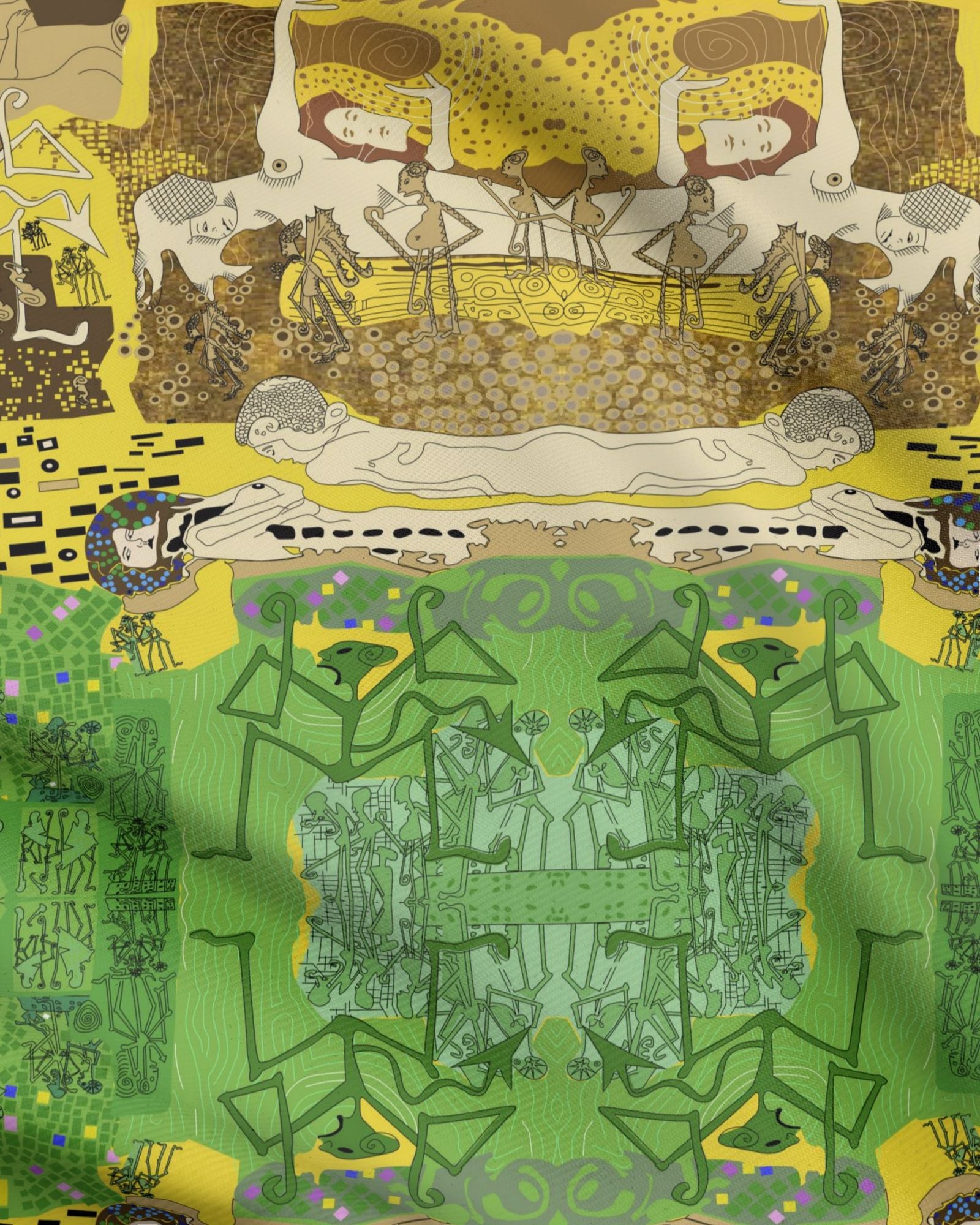 Repeat Pattern Fabric Klimt Yellow Green