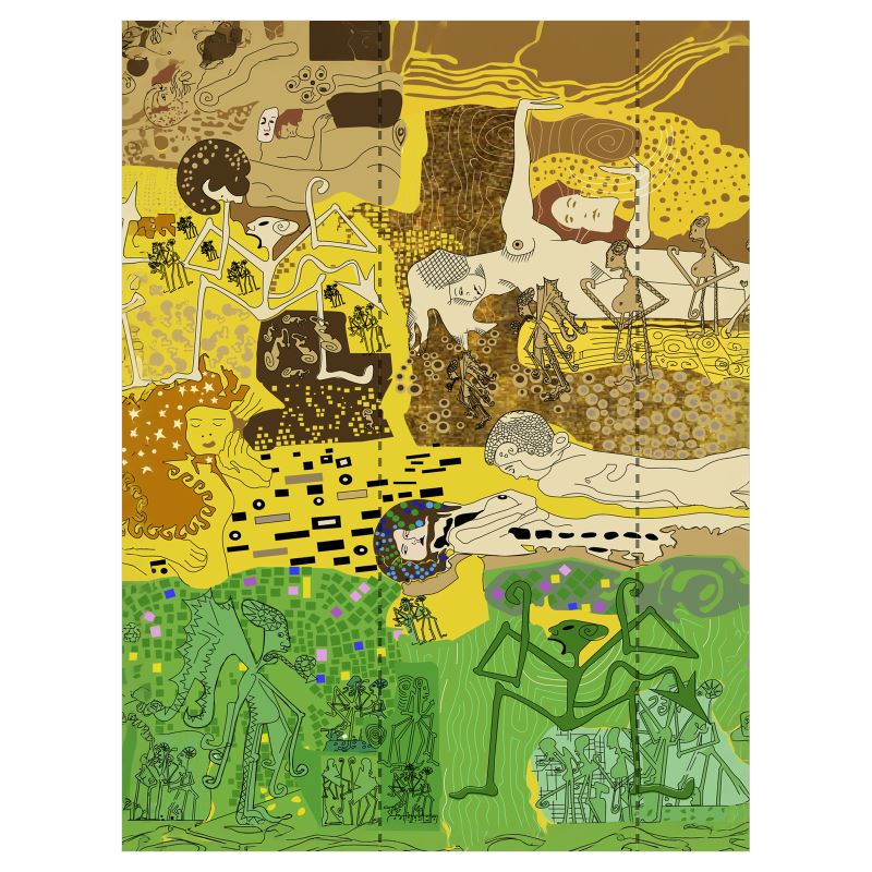 Photo or Montage Wallpaper Klimt Yellow Green
