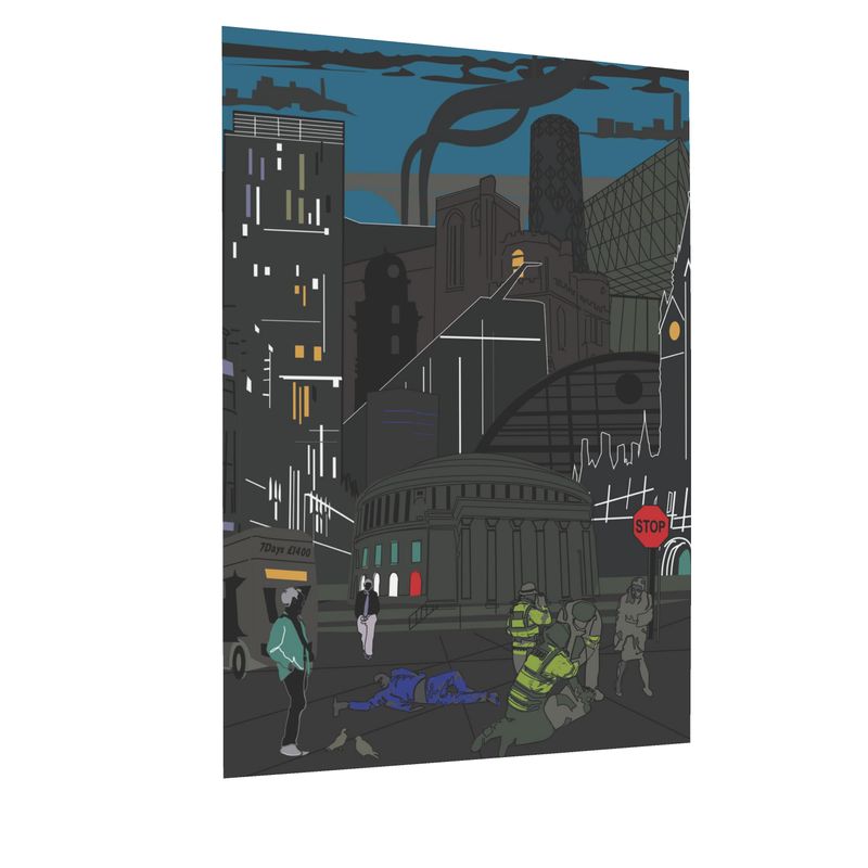 Postcards Edgy Manchester Skyline Illustration